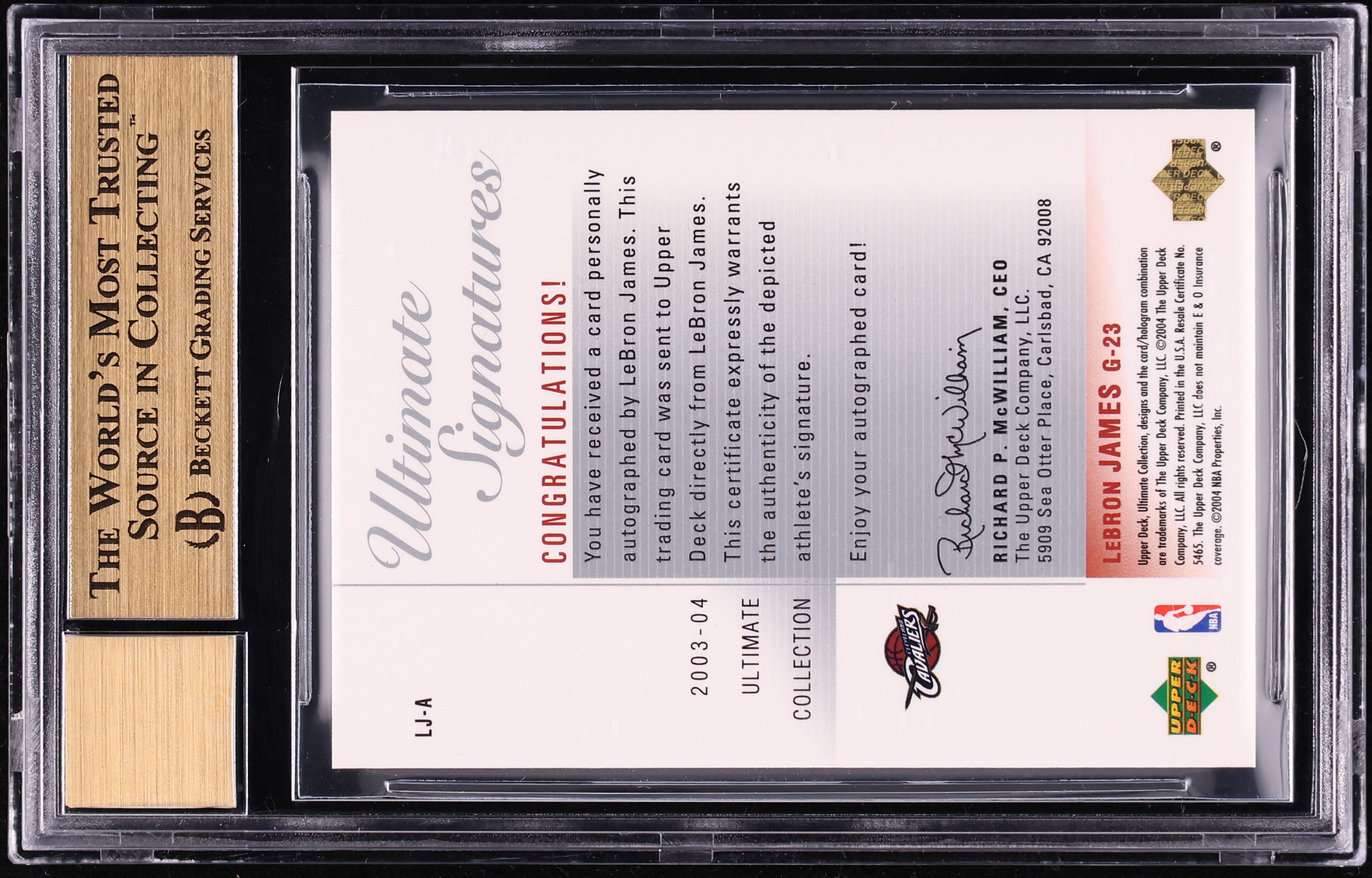2003 Ultimate Collection LeBron James ROOKIE AUTO #LJ-A BGS