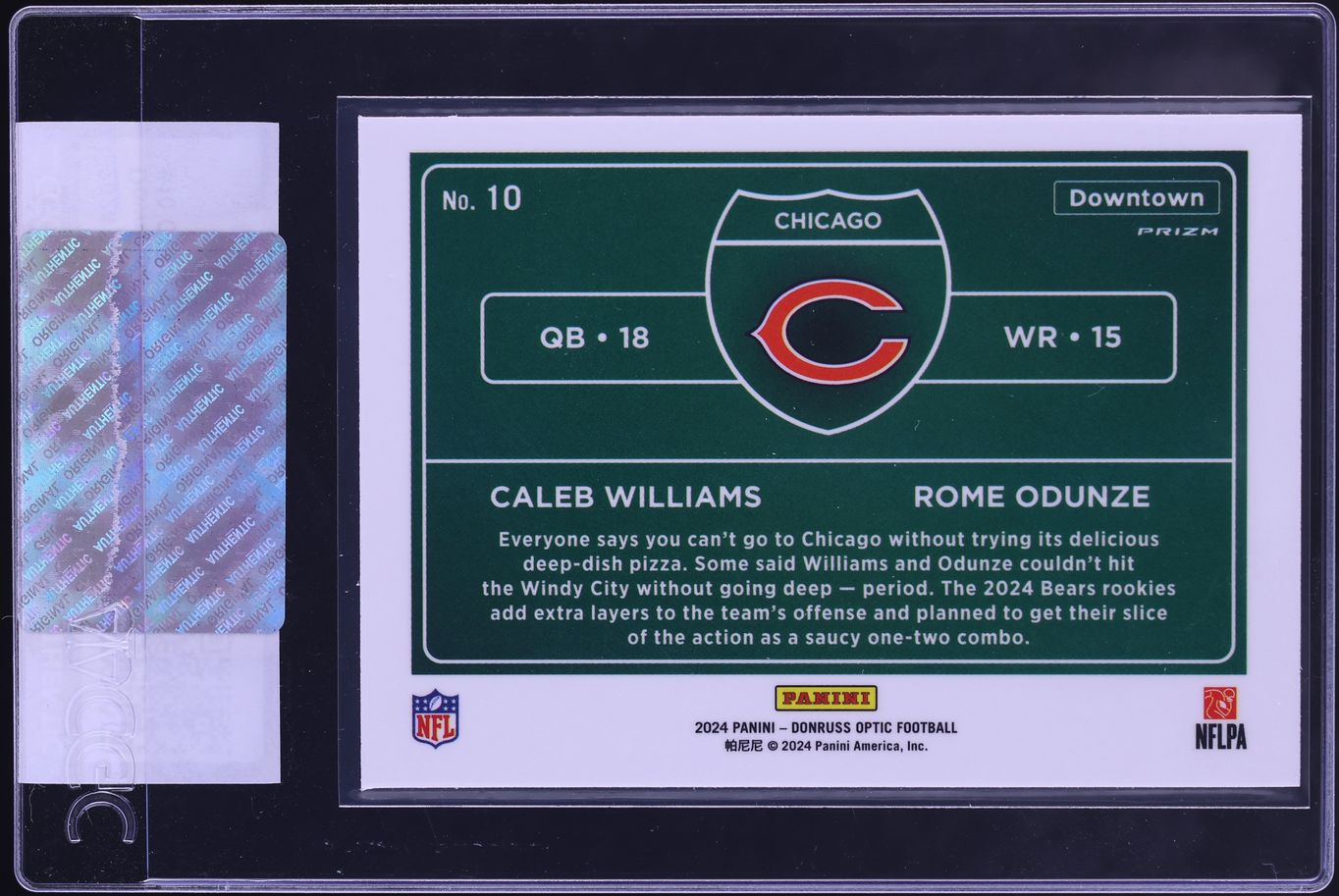 2024 Donruss Optic Downtown Duos Caleb Williams Rome Odunze ROOKIE #10 CGC AUTH