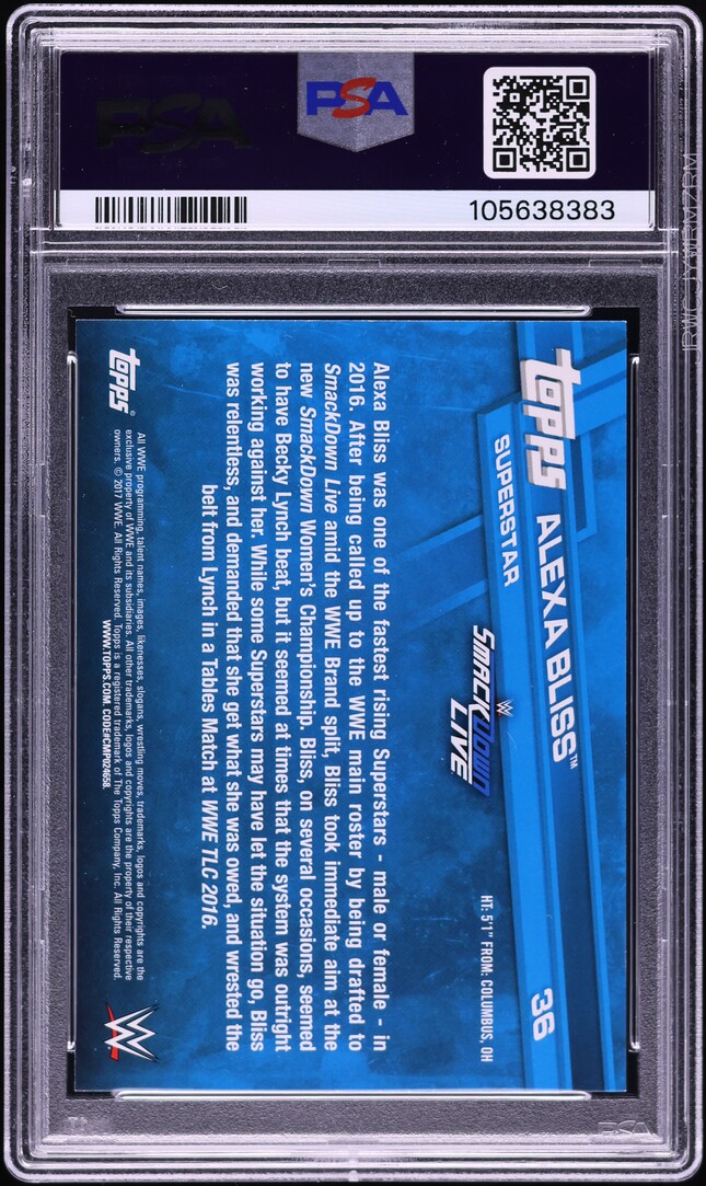2017 Topps WWE Bronze Alexa Bliss ROOKIE #36 PSA 8 NM-MT