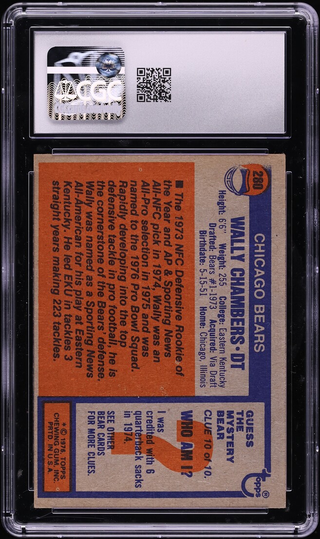 1976 Topps Football Wally Chambers ALL-PRO #280 CGC 5 EX