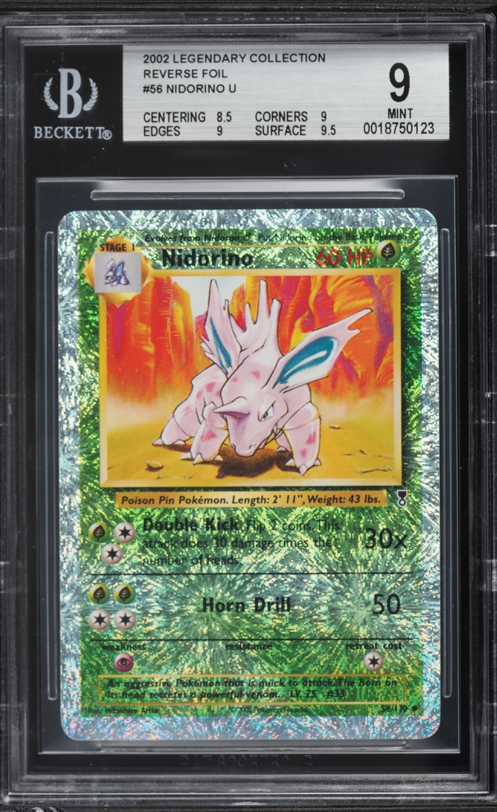 2002 Pokemon Legendary Collection Reverse Holo Nidorino #56 BGS 9 MINT