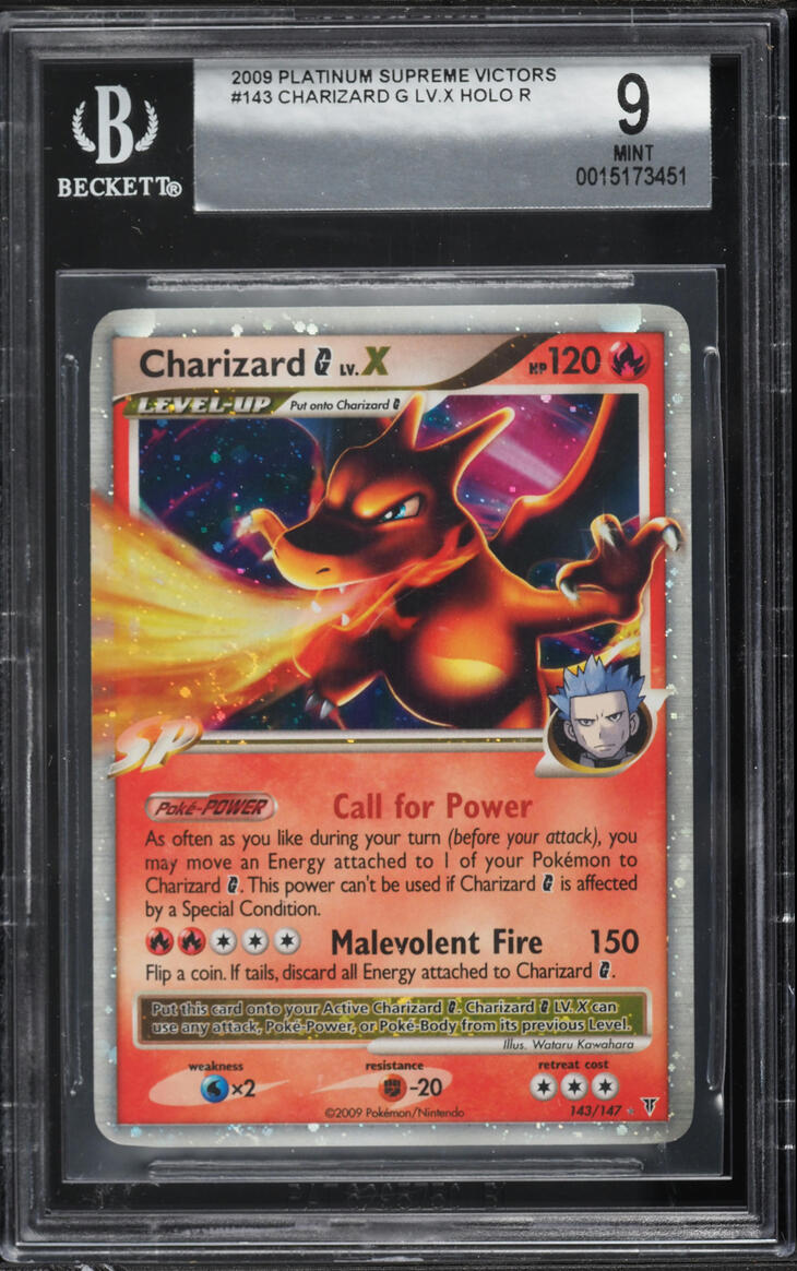 2009 Pokemon Platinum Supreme Victors Holo Charizard G Lv. X #143 BGS 9 MINT
