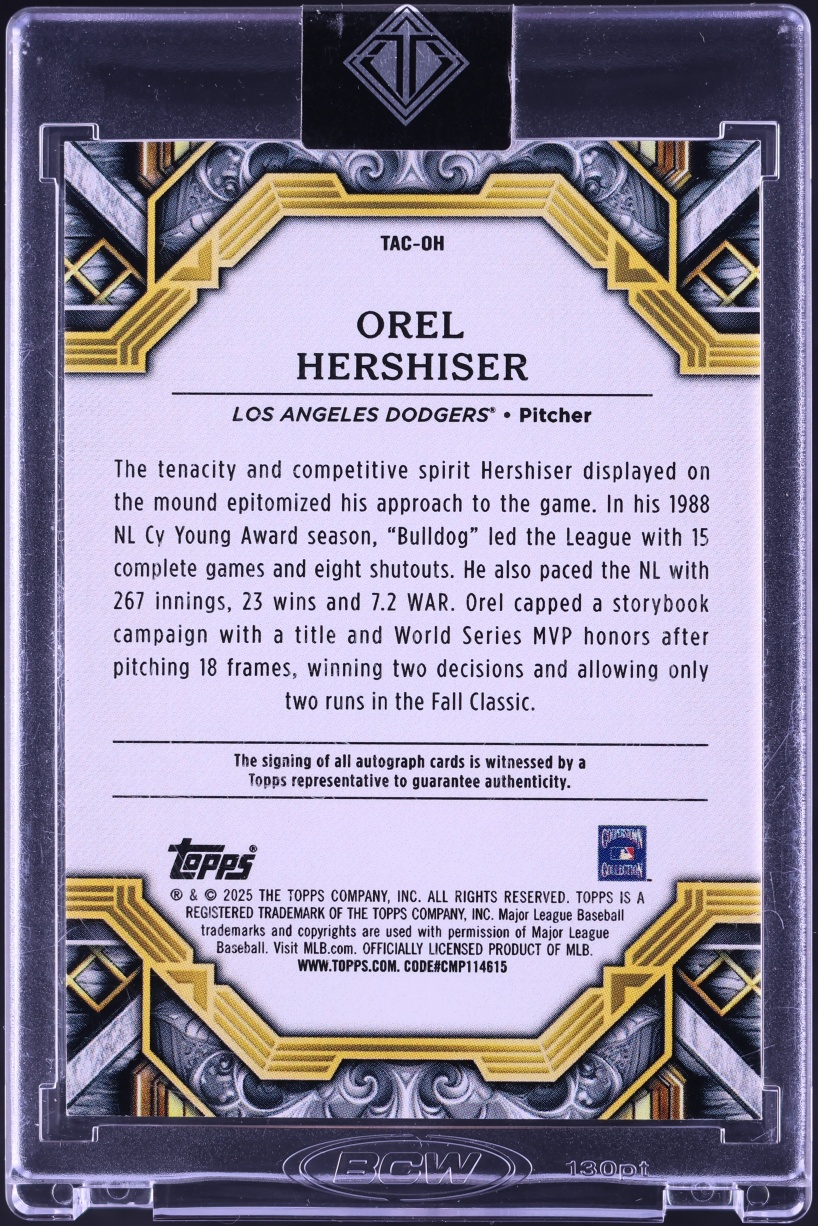 2025 Topps Transcendent Collection Orel Hershiser  AUTO /25 #TAC-OH