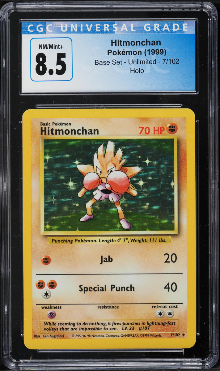 1999 Pokemon Base Set Holo Hitmonchan #7 CGC 8.5 NM-MT+ - Main Image