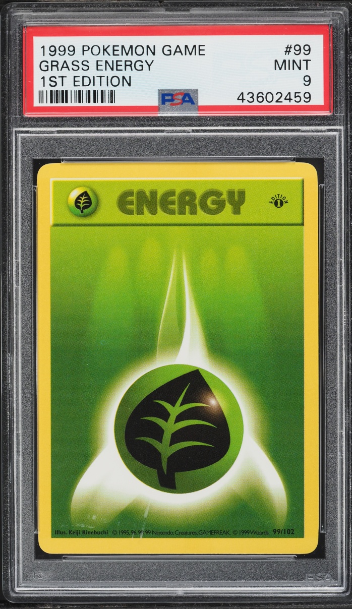 1999 Pokemon Base Set Shadowless 1st Edition Grass Energy #99 PSA 9 MINT
