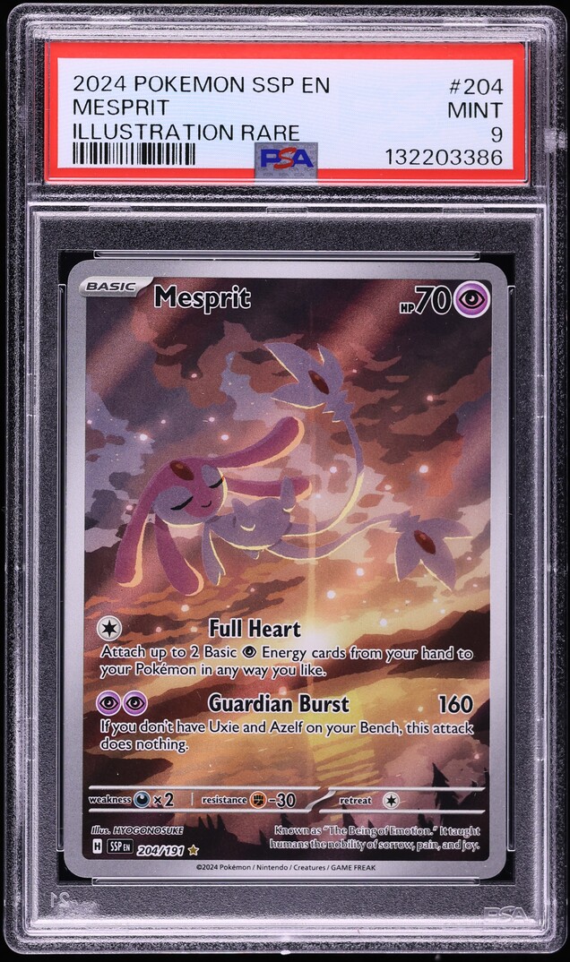 2024 Pokemon Scarlet & Violet Surging Sparks IR Mesprit #204 PSA 9 MINT
