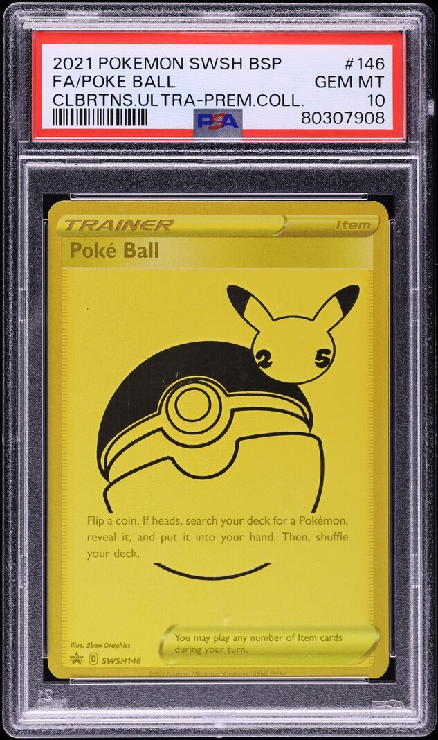 2021 Pokemon SWSH Promo Celebrations Ultra Premium Full Art Poke Ball #SWSH146 PSA 10 GEM MINT