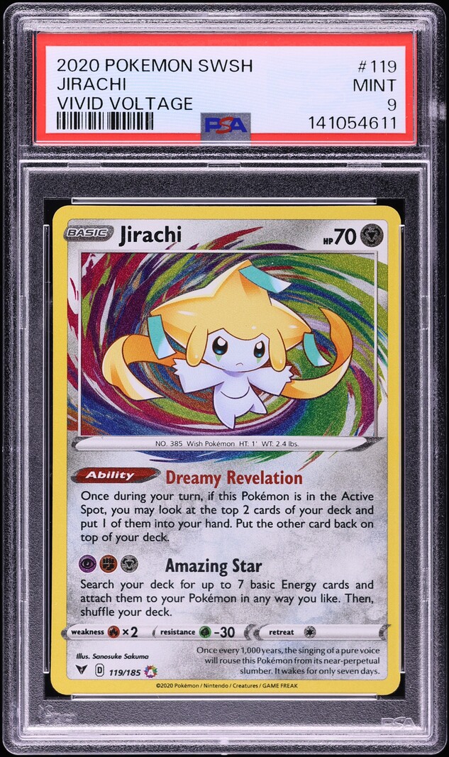 2020 Pokemon Sword & Shield Vivid Voltage Amazing Rare Jirachi #119 PSA 9 MINT