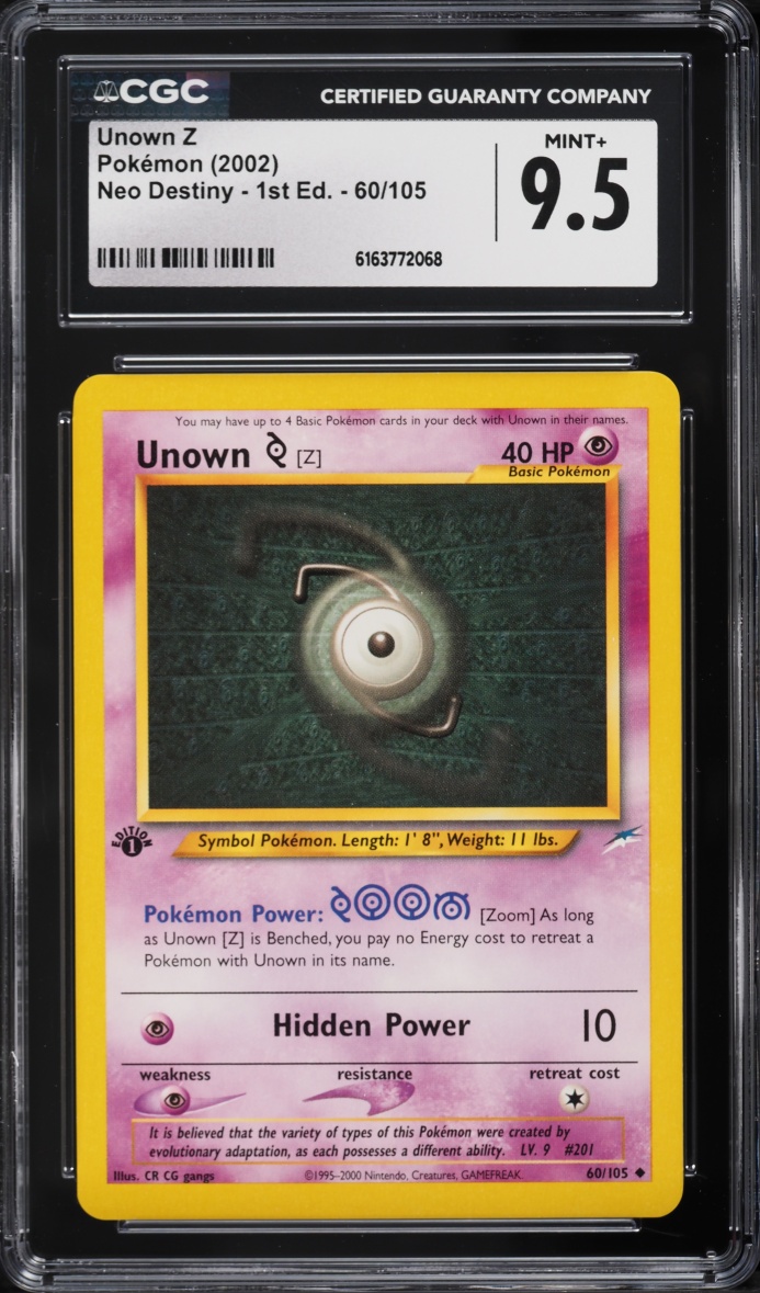 2002 Pokemon Neo Destiny 1st Edition Unown Z #60 CGC 9.5 MINT+