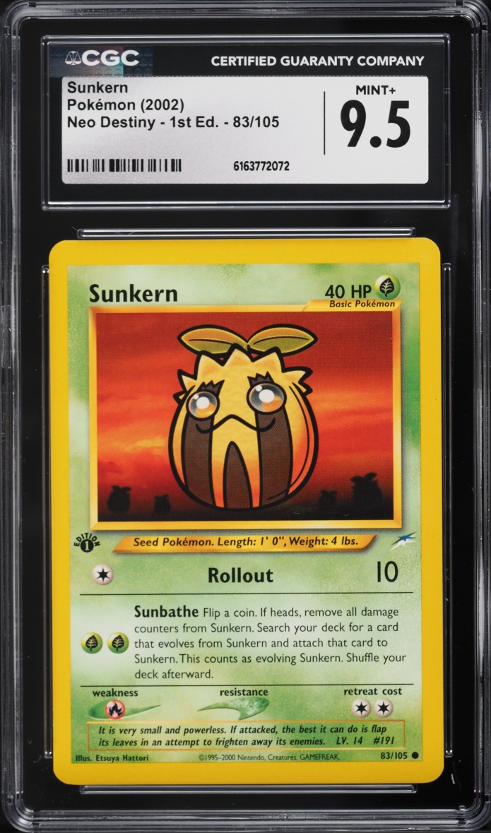 2002 Pokemon Neo Destiny 1st Edition Sunkern #83 CGC 9.5 MINT+