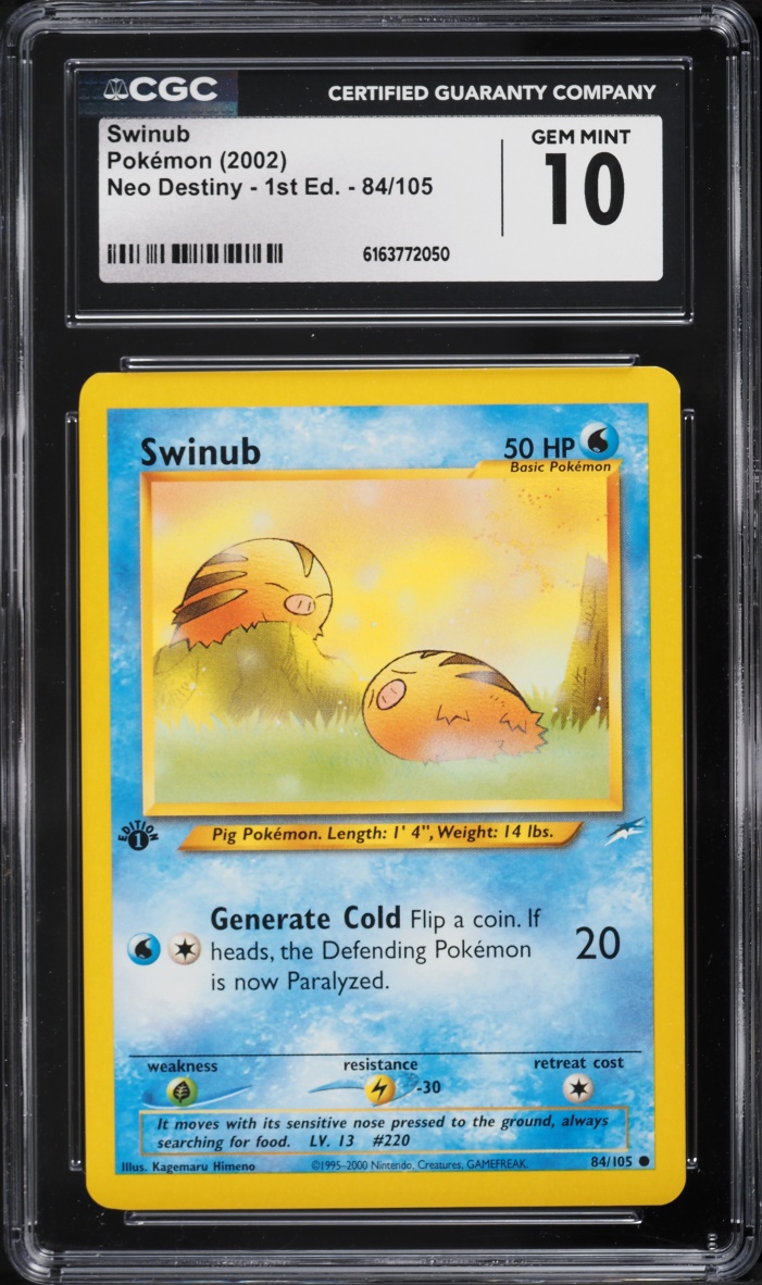 2002 Pokemon Neo Destiny 1st Edition Swinub #84 CGC 10 GEM MINT