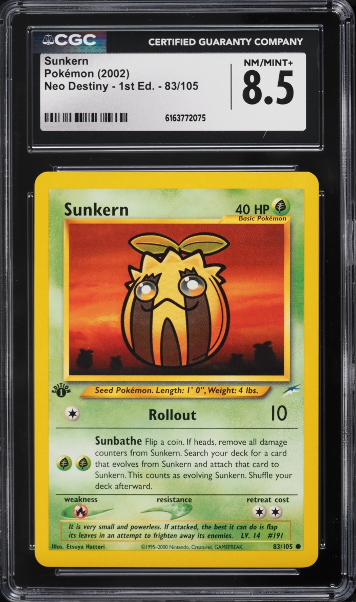2002 Pokemon Neo Destiny 1st Edition Sunkern #83 CGC 8.5 NM-MT+