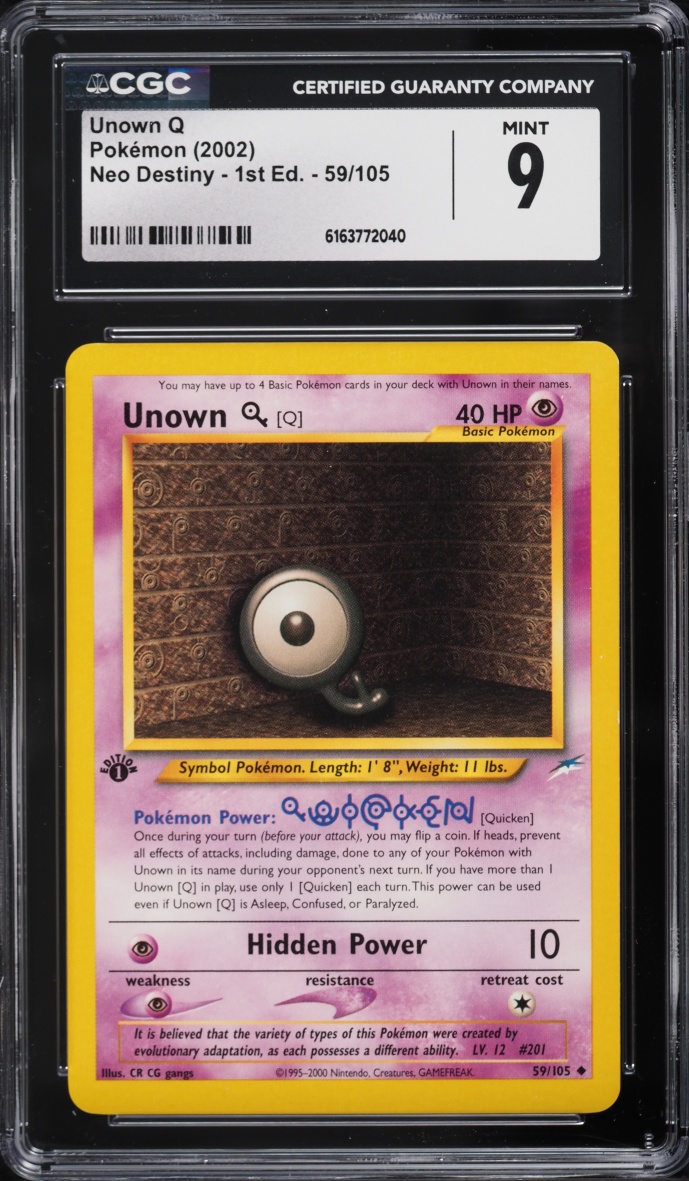 2002 Pokemon Neo Destiny 1st Edition Unown Q #59 CGC 9 MINT