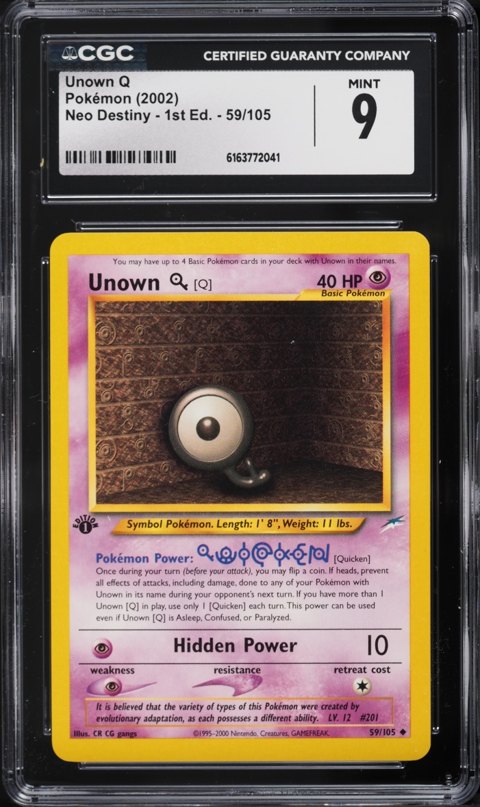 2002 Pokemon Neo Destiny 1st Edition Unown Q #59 CGC 9 MINT