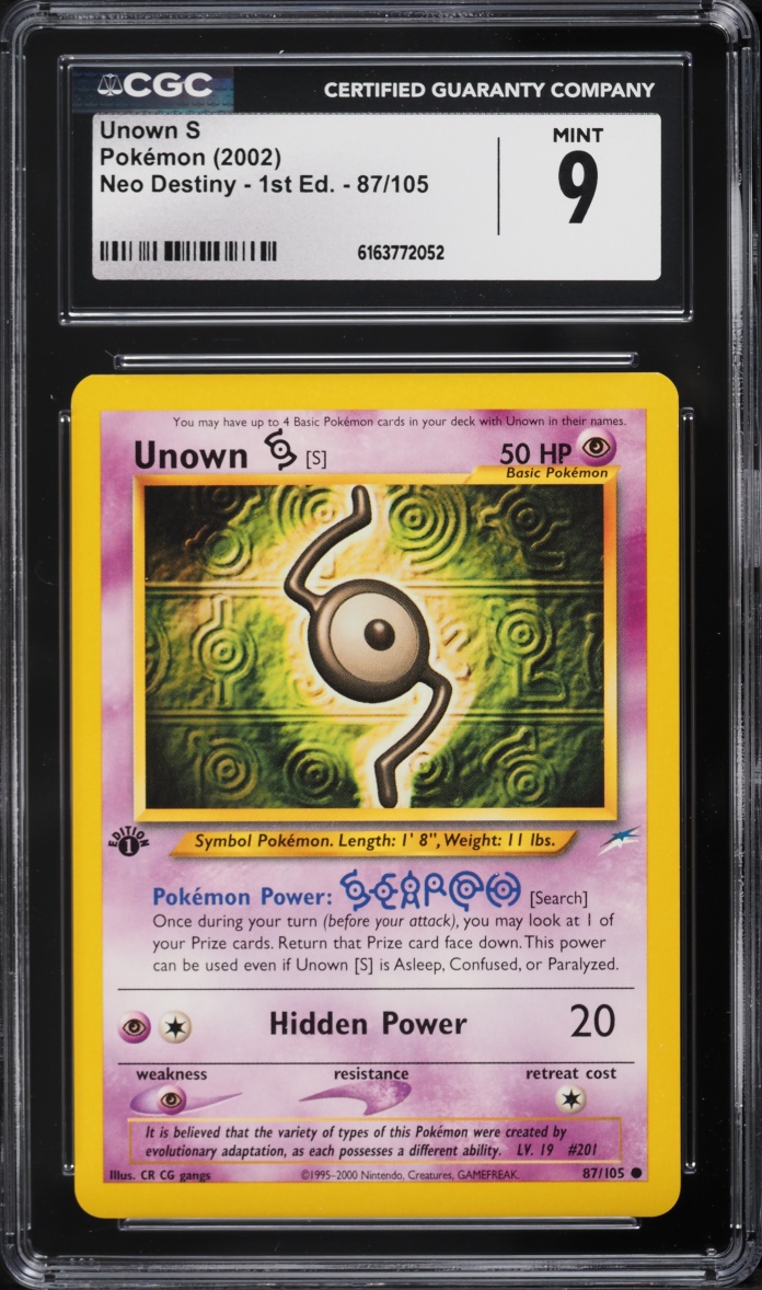 2002 Pokemon Neo Destiny 1st Edition Unown S #87 CGC 9 MINT