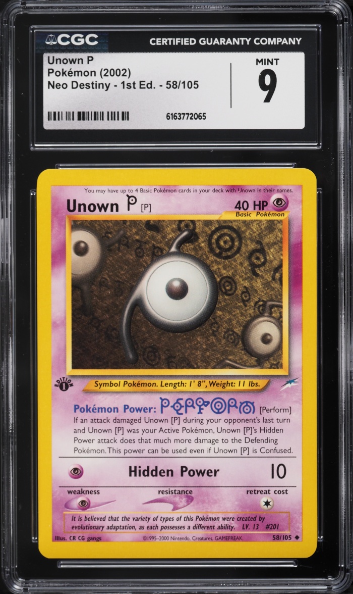 2002 Pokemon Neo Destiny 1st Edition Unown P #58 CGC 9 MINT