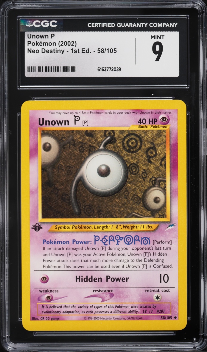 2002 Pokemon Neo Destiny 1st Edition Unown P #58 CGC 9 MINT