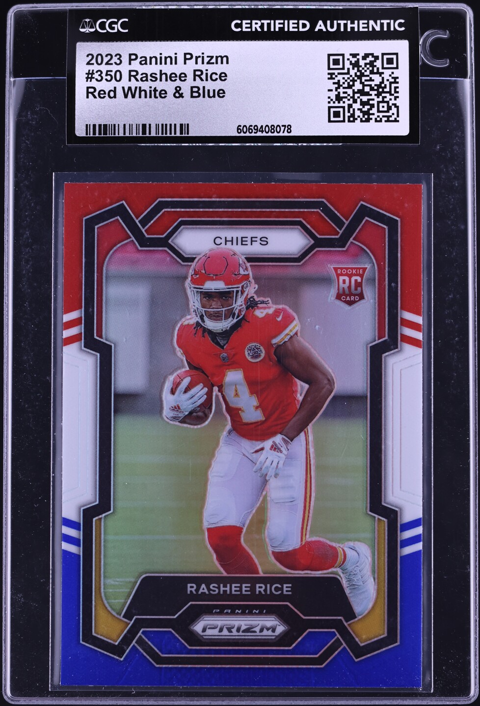 2023 Panini Prizm Red White & Blue Rashee Rice ROOKIE #350 CGC AUTH
