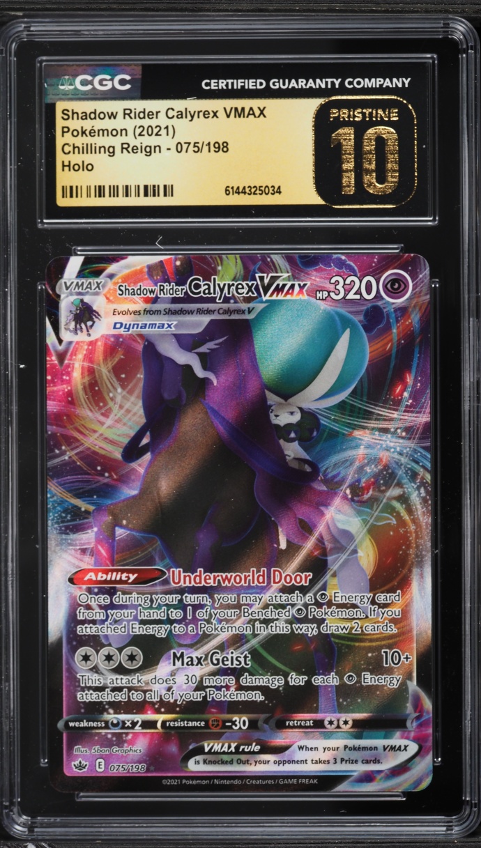 2021 Pokemon SWSH Chilling Reign Full Art Shadow Rider Calyrex VMAX #75 CGC 10 PRISTINE