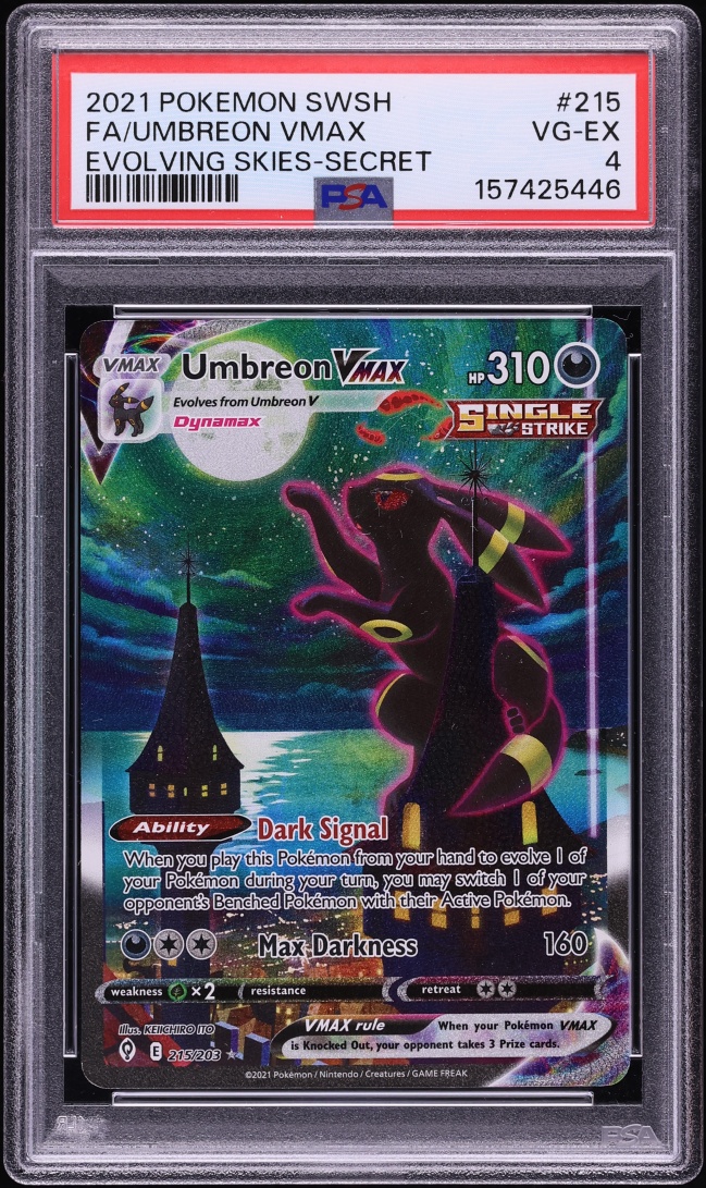 2021 Pokemon Sword & Shield Evolving Skies Alt Art Umbreon VMAX #215 PSA 4 VGEX