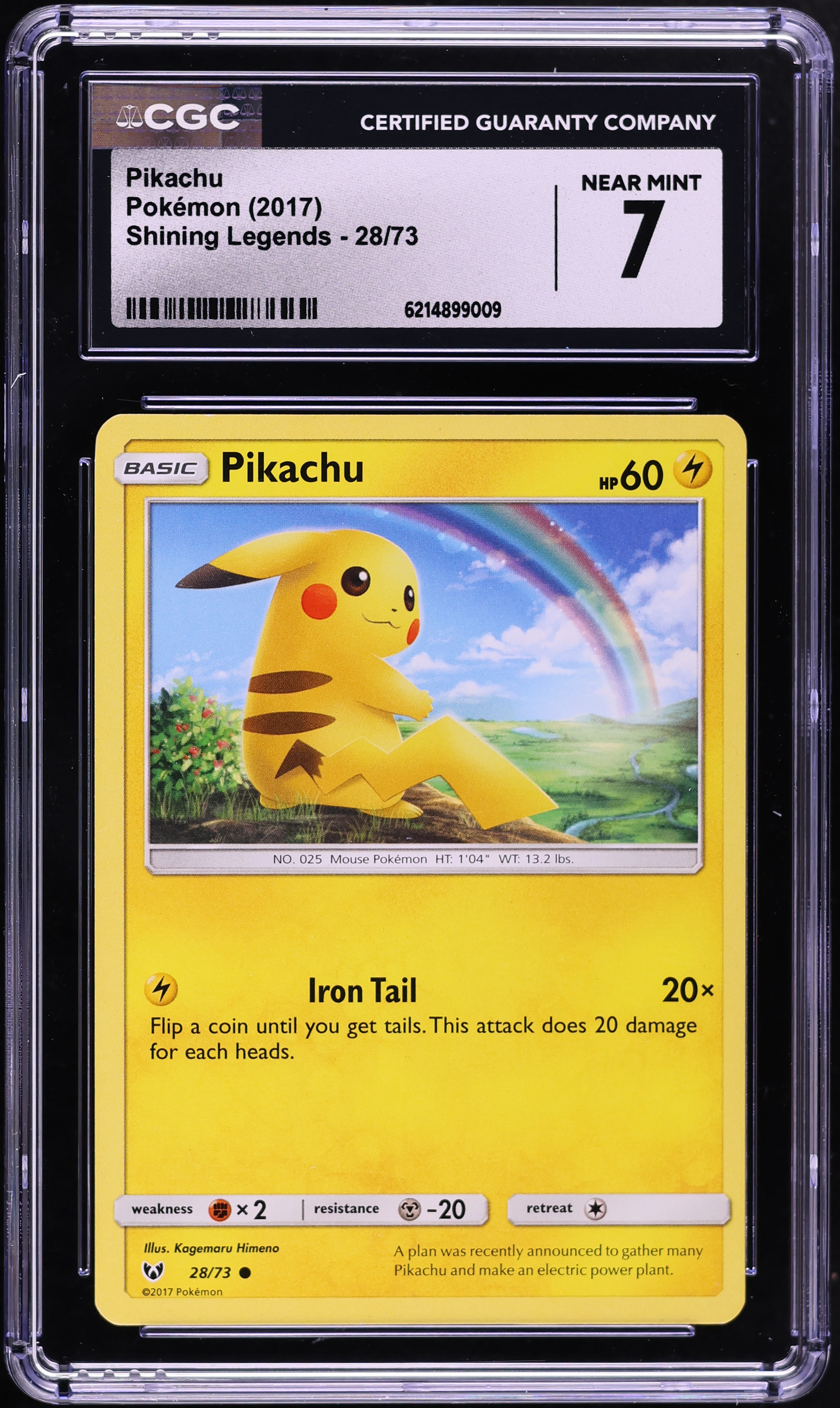 2017 Pokemon Sun & Moon Shining Legends Pikachu #28 CGC 7 NRMT