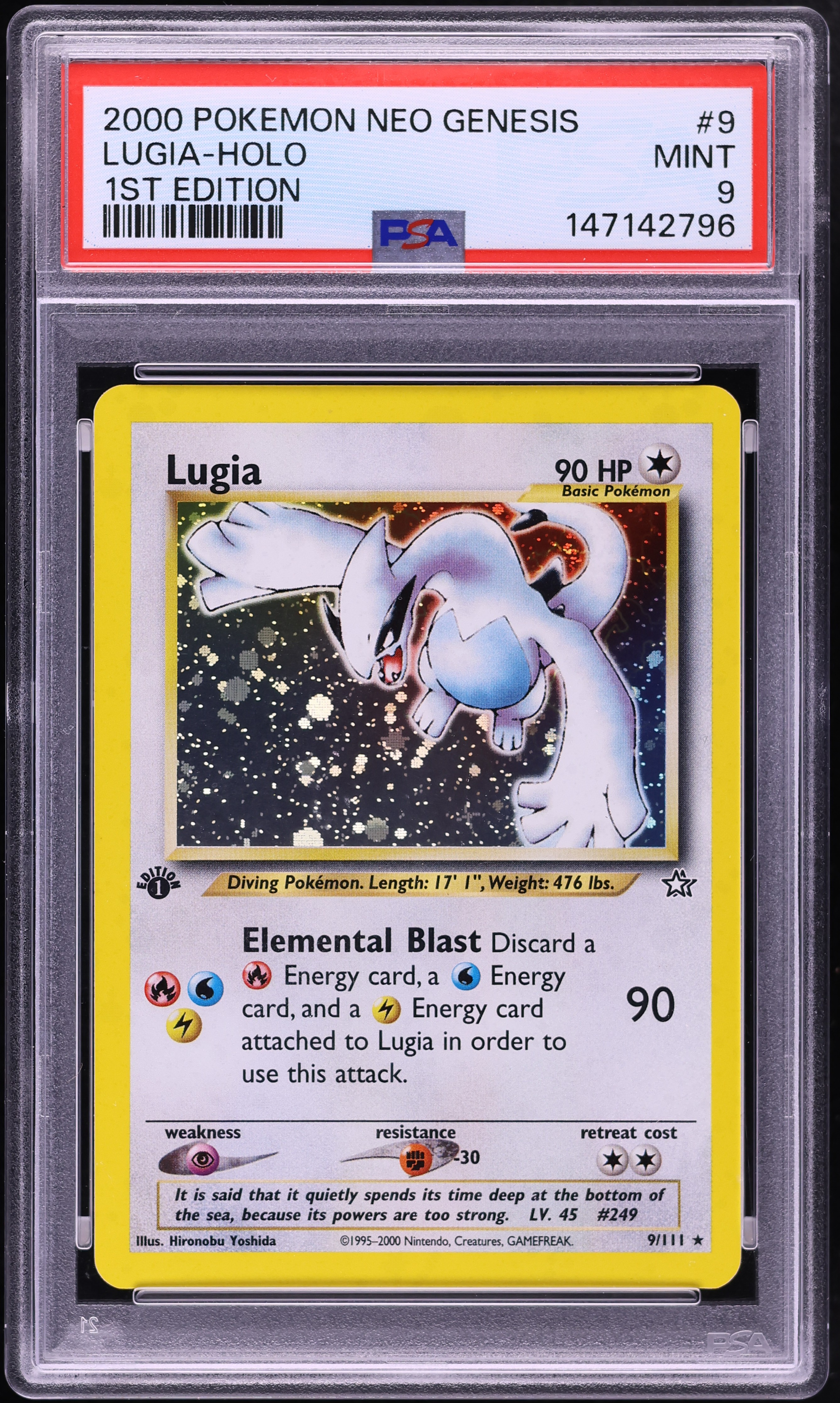 2000 Pokemon Neo Genesis 1st Edition Holo Lugia #9 PSA 9 MINT