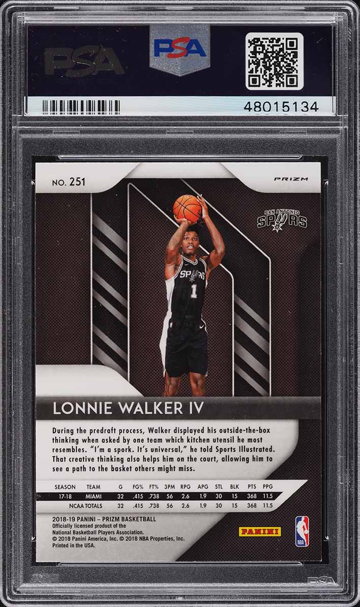 2018 Panini Prizm Pink Ice Lonnie Walker IV ROOKIE #251 PSA 10 GEM MINT