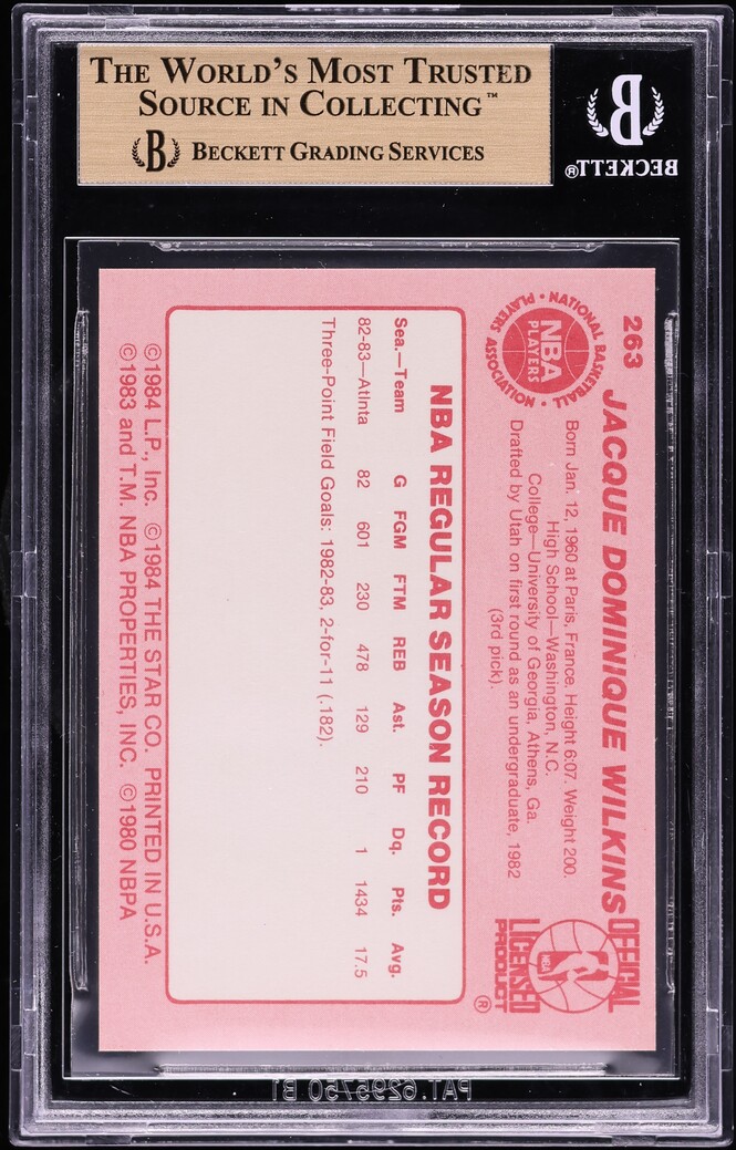 1983 Star Basketball Dominique Wilkins ROOKIE #263 BGS 9.5 GEM MINT
