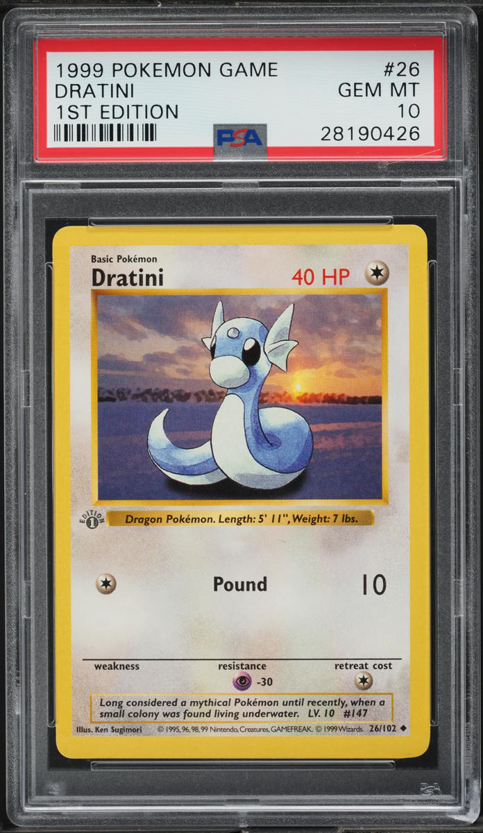 1999 Pokemon Base Set Shadowless 1st Edition Dratini #26 PSA 10 GEM MINT
