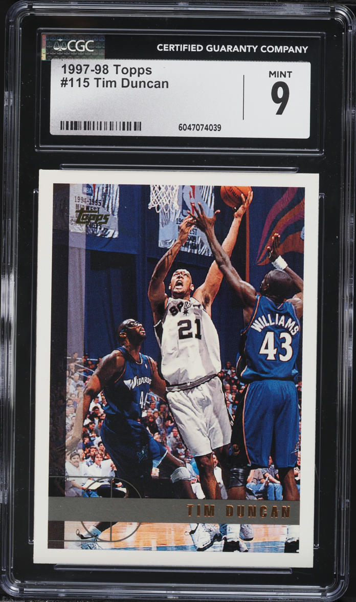 1997 Topps Basketball Tim Duncan ROOKIE #115 CGC 9 MINT
