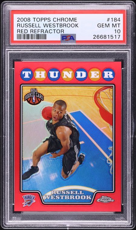 2008 Topps Chrome Red Refractor Russell Westbrook ROOKIE /5 #184 PSA 10 GEM MINT