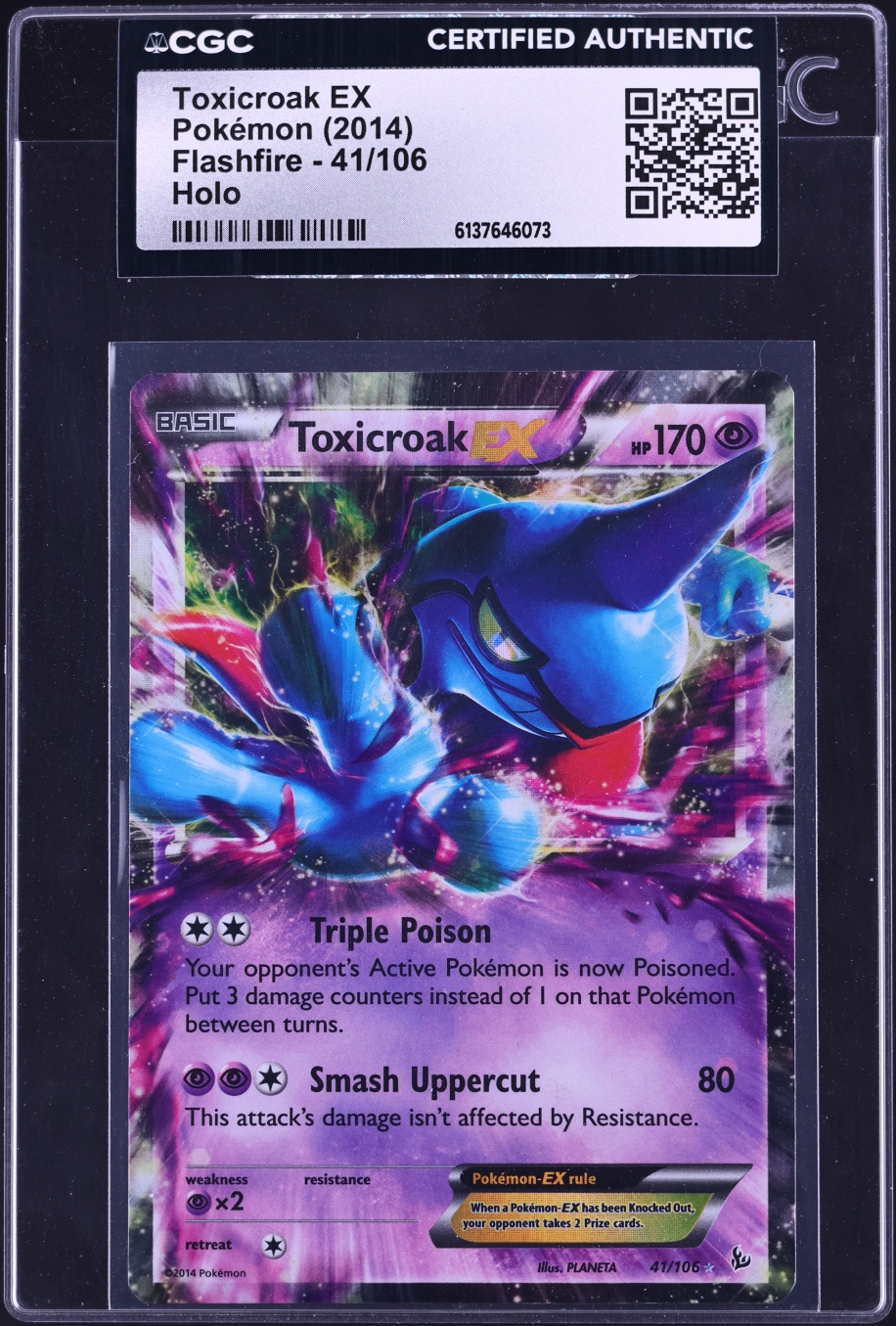 2014 Pokemon XY Flashfire Holo Toxicroak EX #41 CGC AUTH