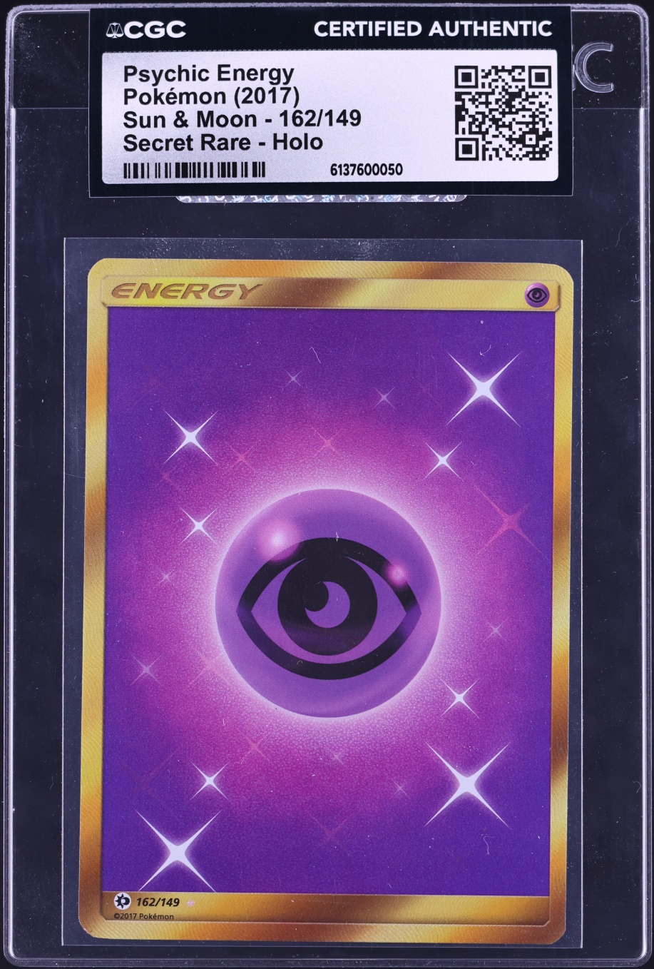 2017 Pokemon Sun & Moon Secret Rare Psychic Energy #162 CGC AUTH