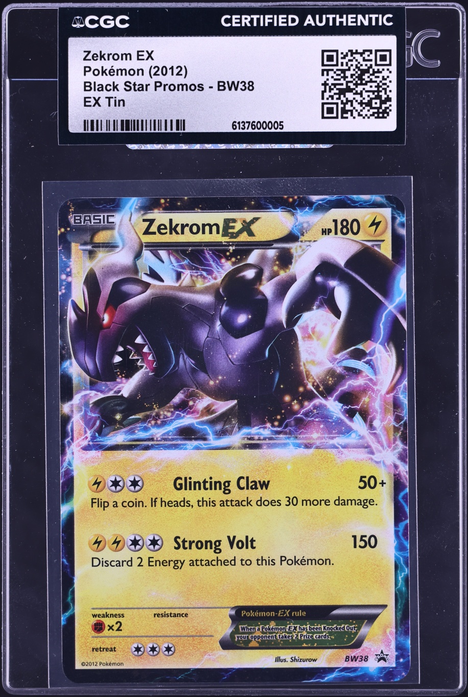 2012 Pokemon Black & White Black Star Promo EX Tin Zekrom EX #BW38 CGC AUTH