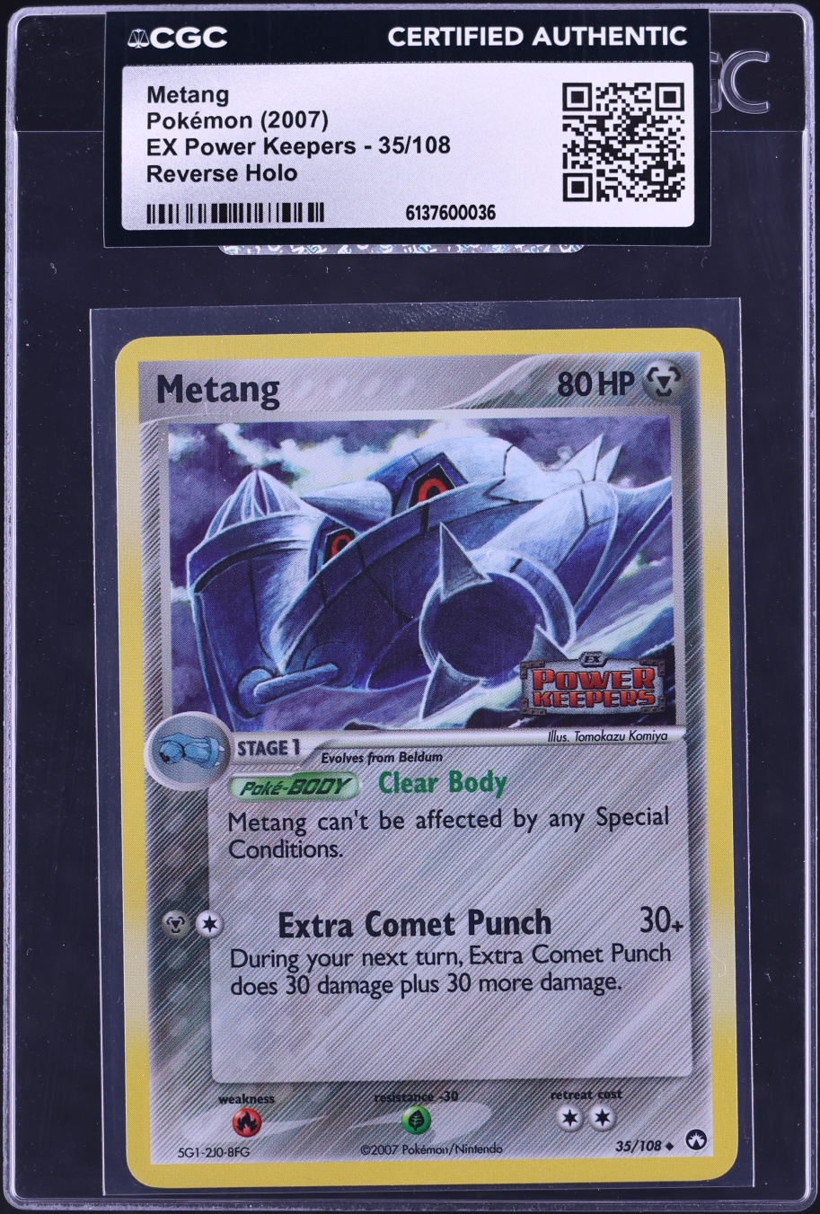 2007 Pokemon EX Power Keepers Reverse Holo Metang #35 CGC AUTH