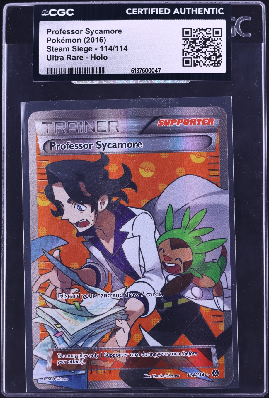 2016 Pokemon XY Steam Siege Full Art Professor Sycamore #114 CGC AUTH