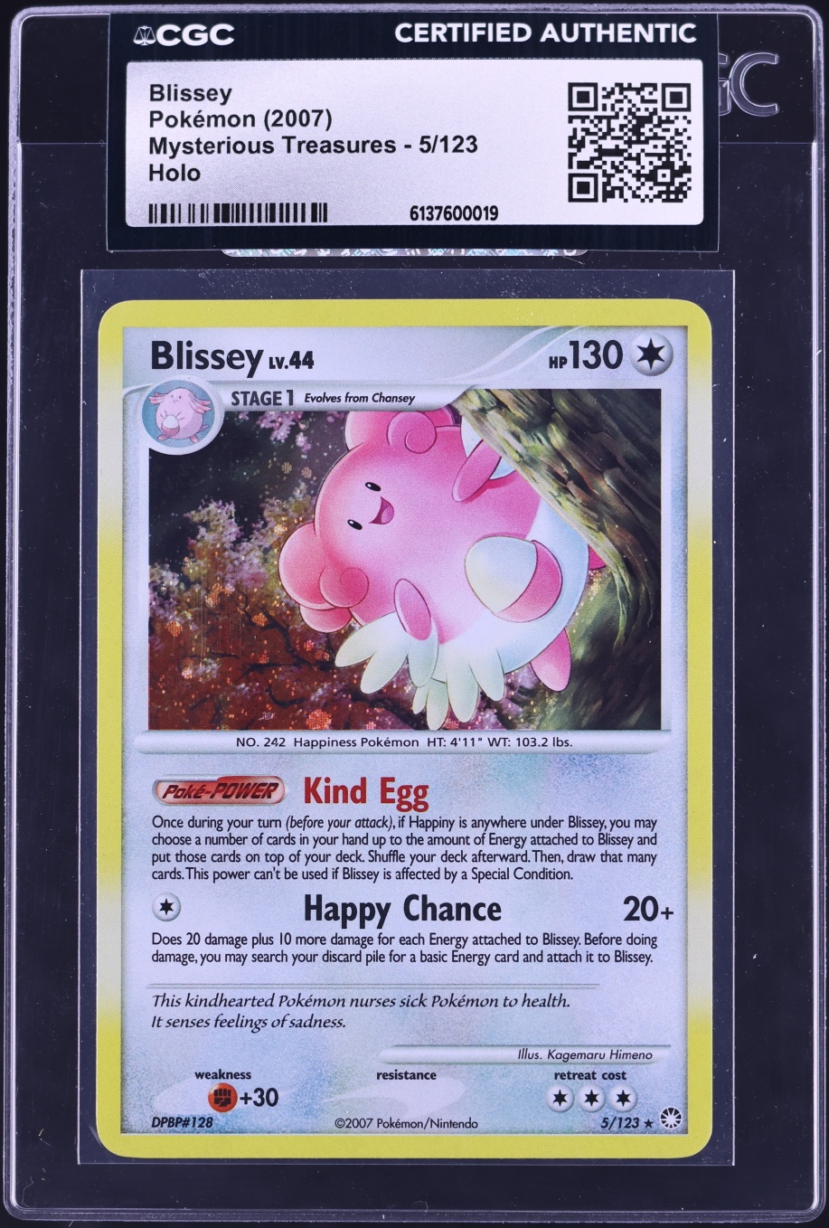 2007 Pokemon Diamond & Pearl Mysterious Treasures Holo Blissey #5 CGC AUTH