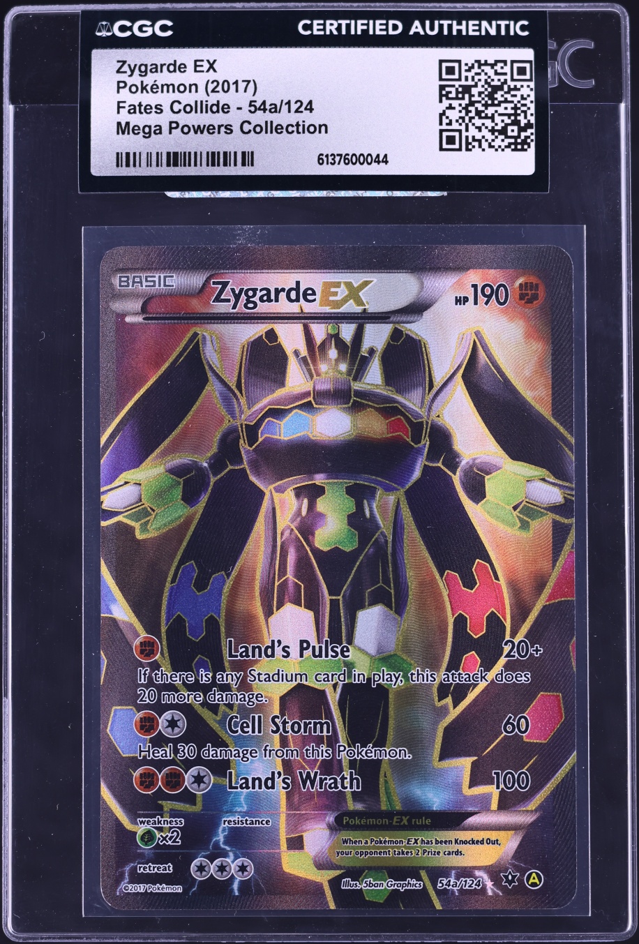 2017 Pokemon XY Fates Collide Mega Powers Collection Full Art Zygarde EX #54a CGC AUTH