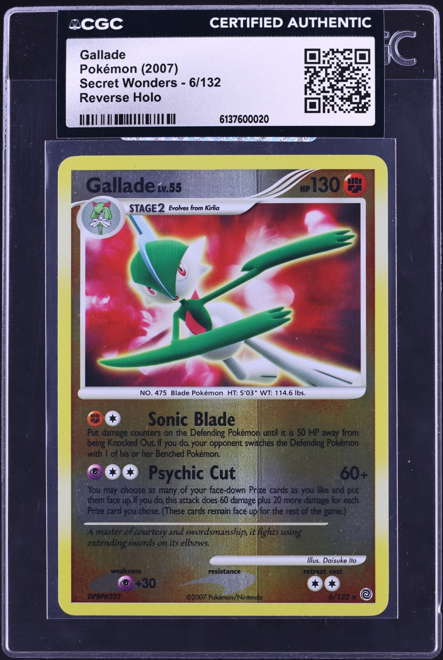 2007 Pokemon Diamond & Pearl Secret Wonders Reverse Holo Gallade #6 CGC AUTH
