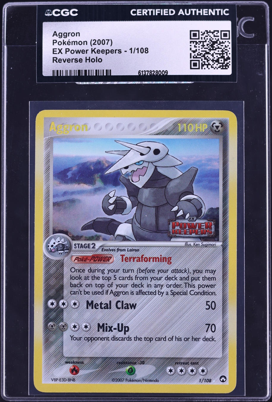 2007 Pokemon EX Power Keepers Reverse Holo Aggron #1 CGC AUTH