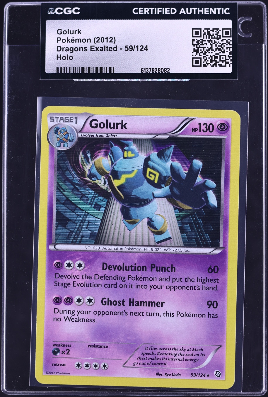 2012 Pokemon Black & White Dragons Exalted Holo Golurk #59 CGC AUTH