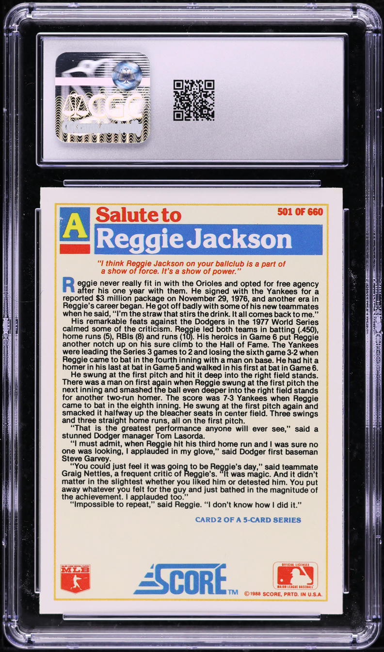 1988 Score '76 Tribute Reggie Jackson #501 CGC 9 MINT