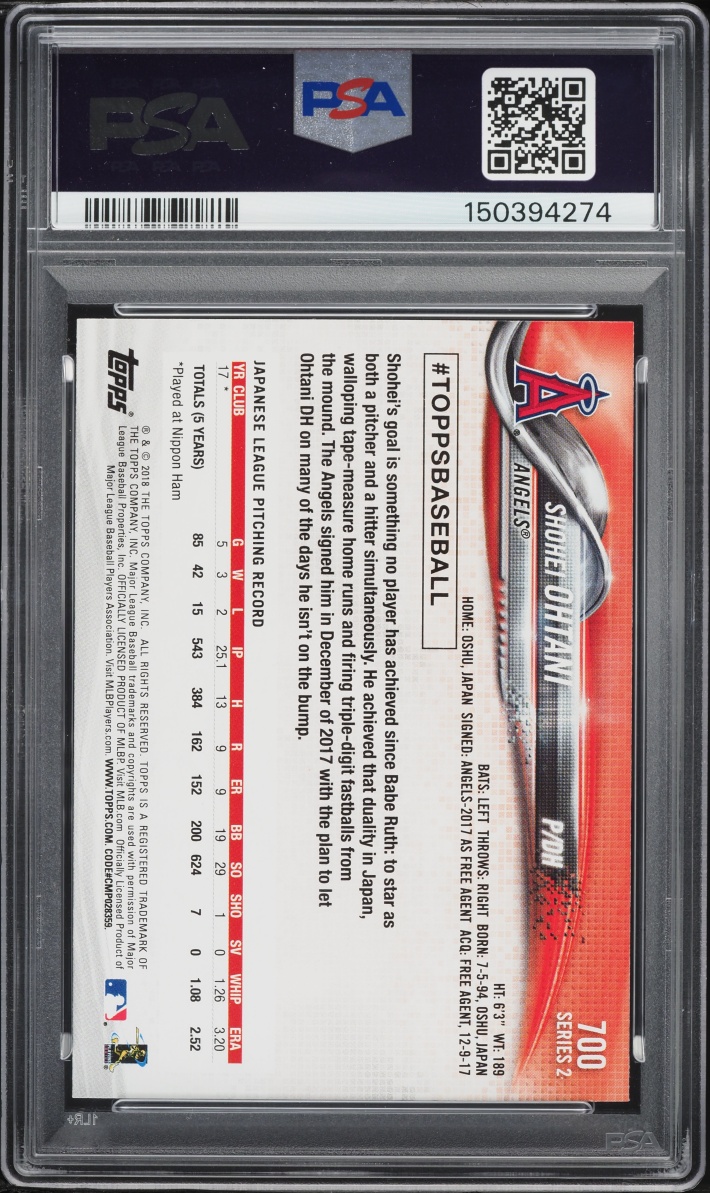 2018 Topps Pitching Shohei Ohtani ROOKIE #700 PSA 9 MINT