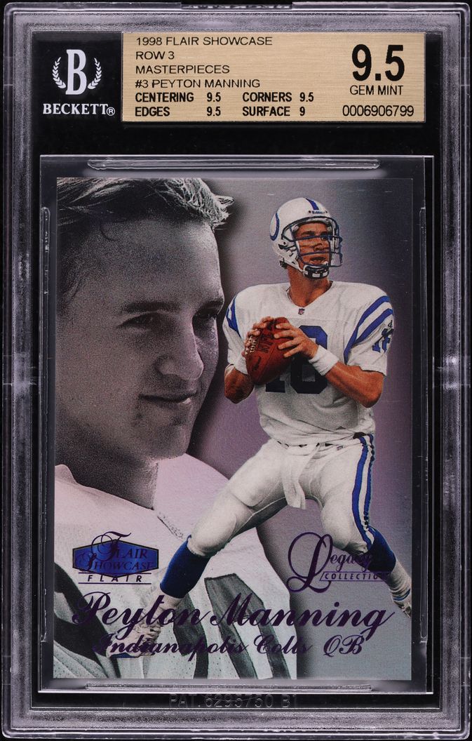 1998 Flair Showcase Legacy Coll Row 3 Masterpieces Peyton Manning RC 1/1 BGS 9.5
