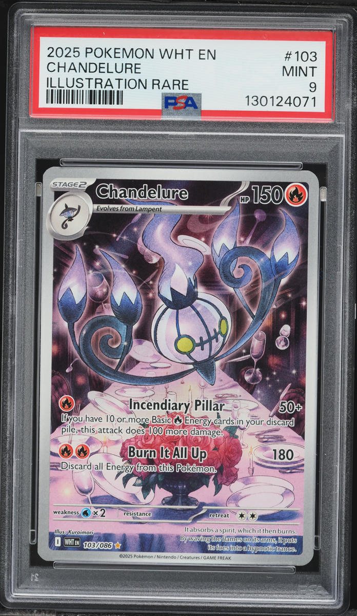 2025 Pokemon Scarlet & Violet White Flare IR Chandelure #103 PSA 9 MINT
