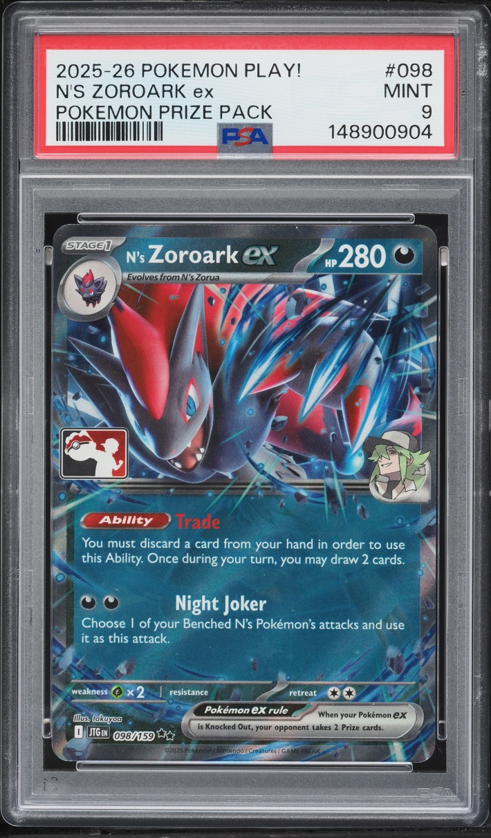 2025 Pokemon Scarlet & Violet Journey Together Play! Prize Pack N'S Zoroark Ex #098 PSA 9 MINT