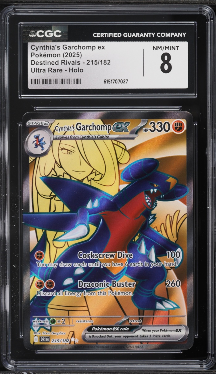 2025 Pokemon Scarlet & Violet Destined Rivals Full Art Cynthia's Garchomp ex #215 CGC 8 NM-MT