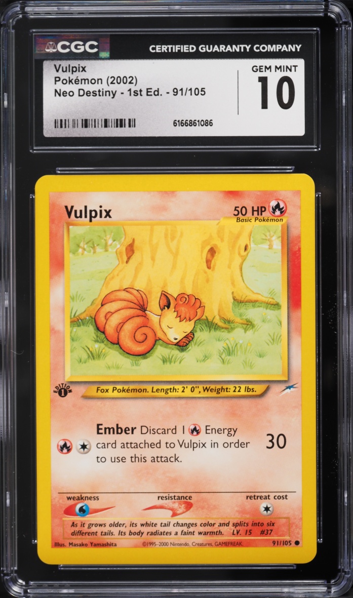 2002 Pokemon Neo Destiny 1st Edition Vulpix #91 CGC 10 GEM MINT