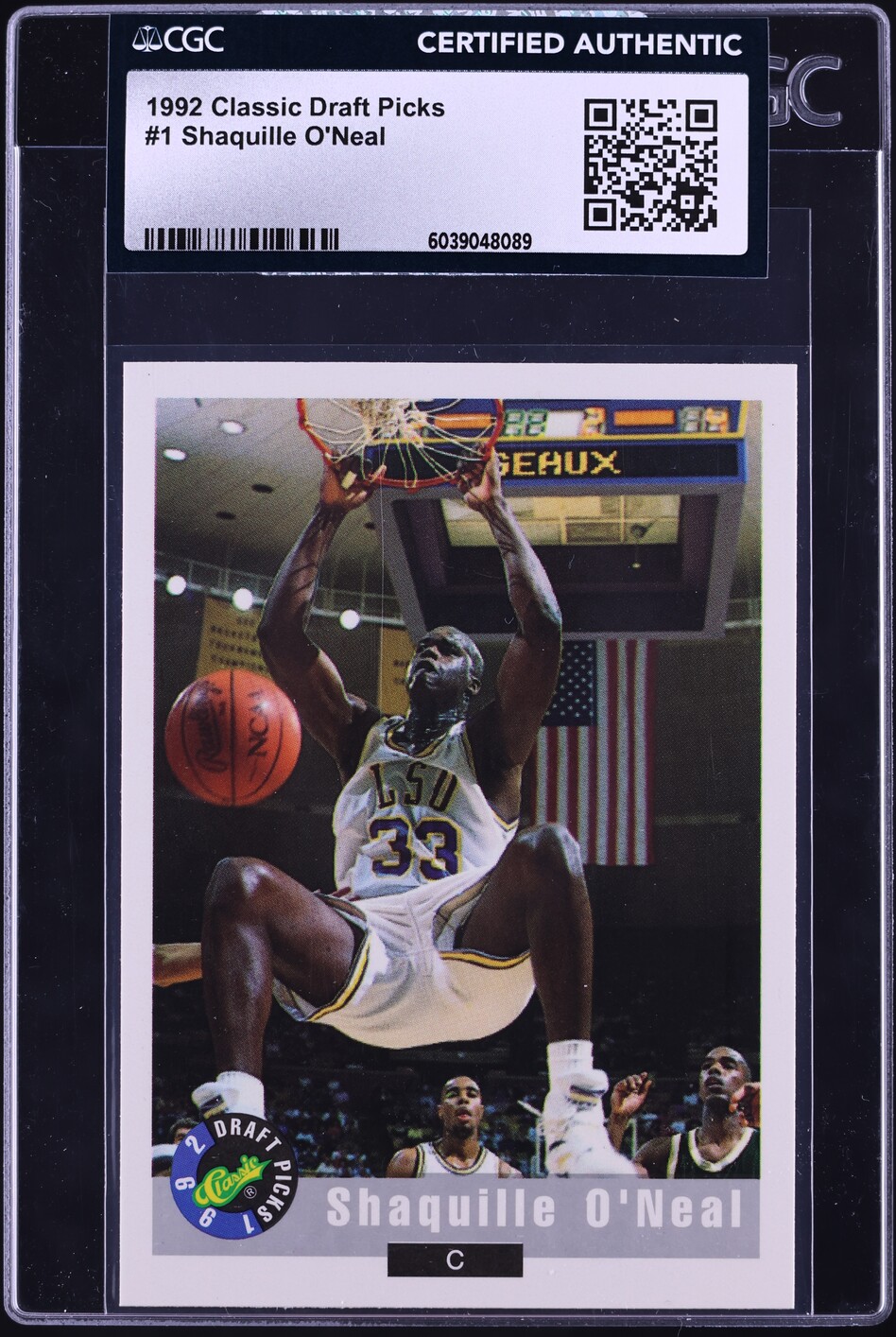 1992 Classic Draft Picks Shaquille O'Neal ROOKIE #1 CGC AUTH