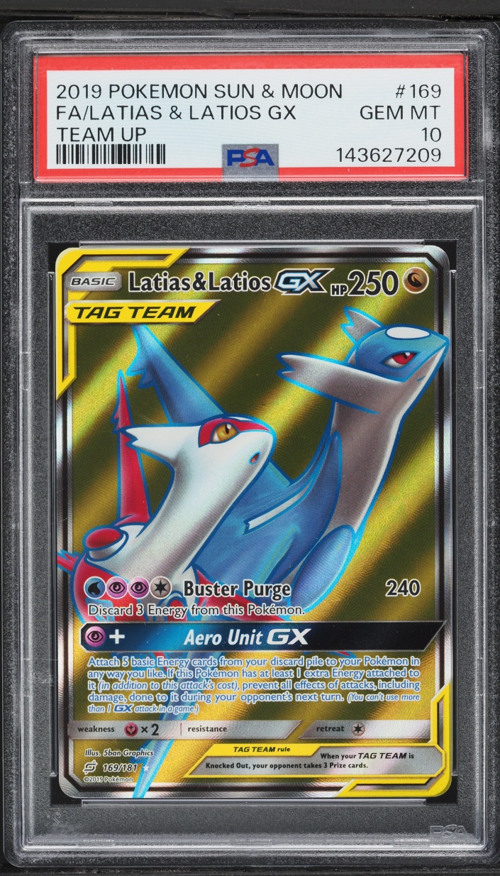 2019 Pokemon Sun & Moon Team Up Full Art Latias & Latios GX #169 PSA 10 GEM MINT